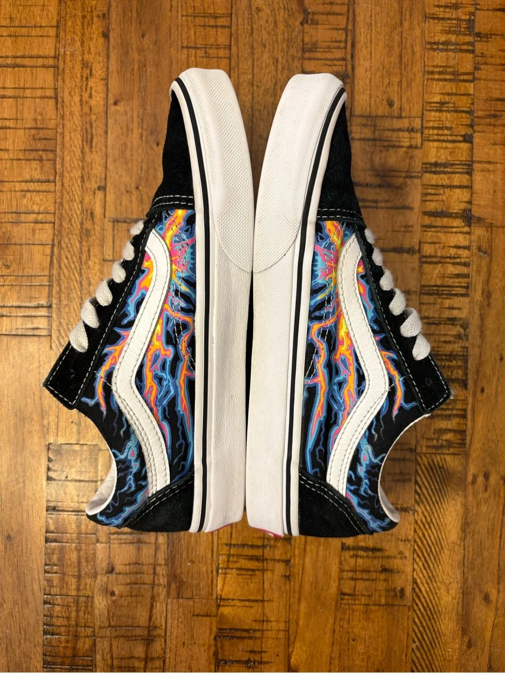 Vans Kids Old Skool “Electric Flame” Black with Neon Lightning - 4.5Y / 6-6.5 W - Picture 8 of 11